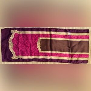 Liz Claiborne Baroque Pink Maroon Burgundy Gold 26” X 10.5” Scarf